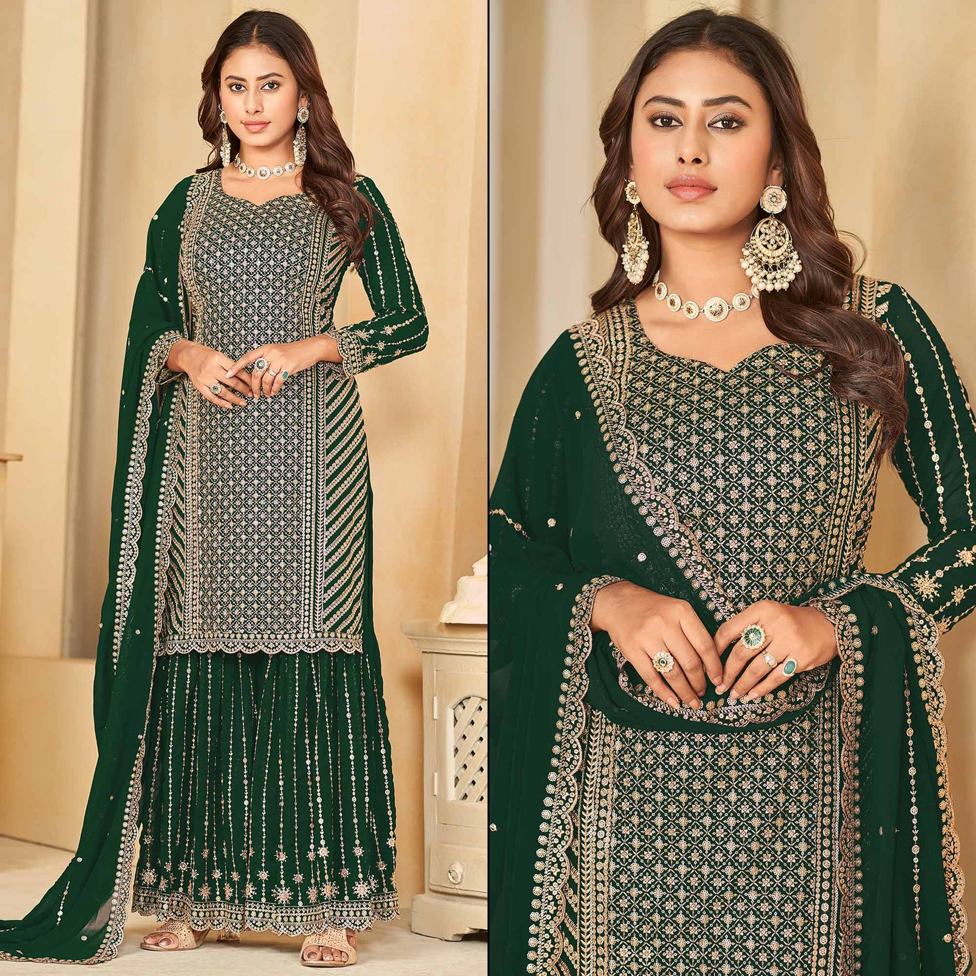 green-sequins-embroidered-georgette-semi-stithed-sharara-suit