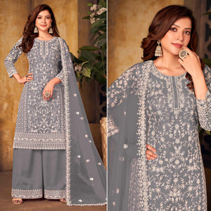 grey-floral-embroidered-net-semi-stitched-suit
