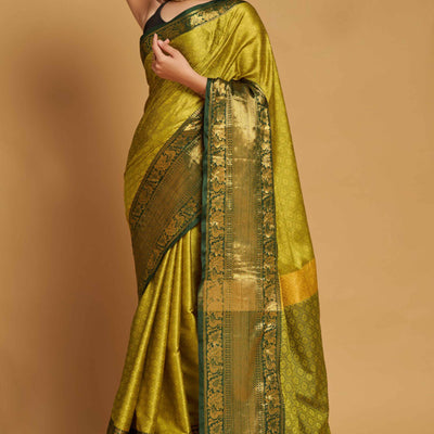Light Green Zari Weaving Banarasi Silk Saree