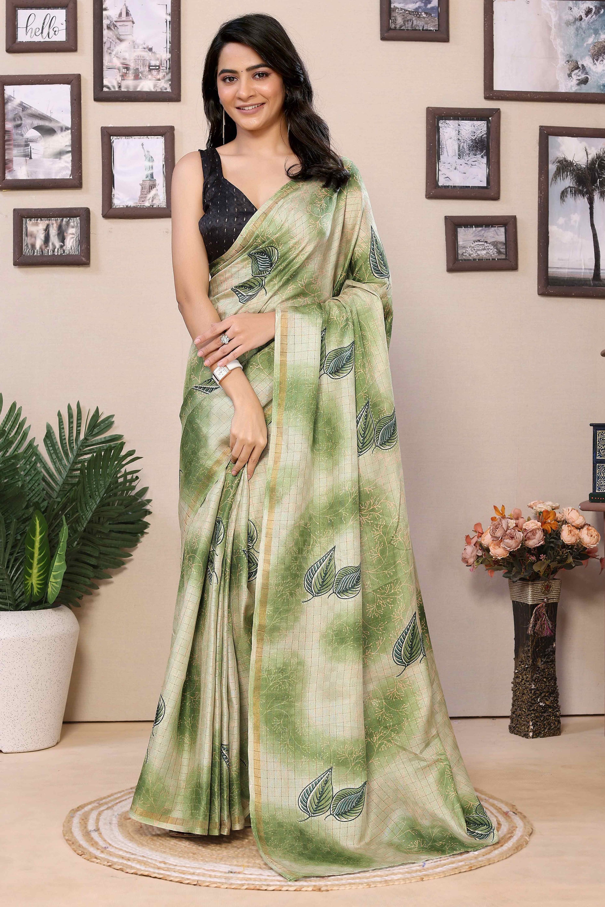 green-woven-with-printed-silk-ready-to-wear-saree