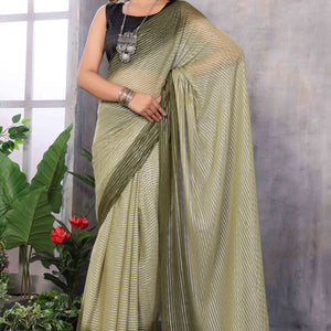 Mehendi Green Striped Zari Woven Art Silk Ready To Wear Saree