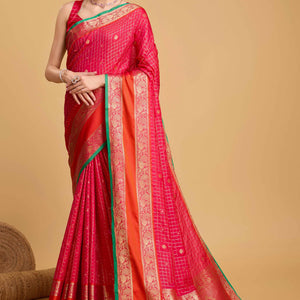 Crimson Red Zari Weaving Banarasi Silk Saree