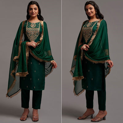 green-floral-embroidered-viscose-kurti-set