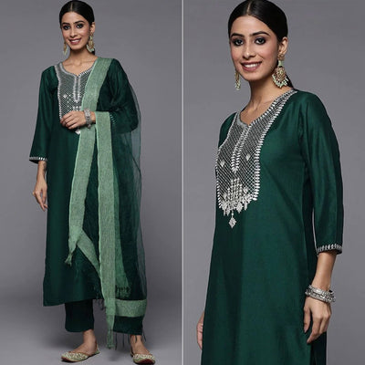 green-embroidered-rayon-kurti-set