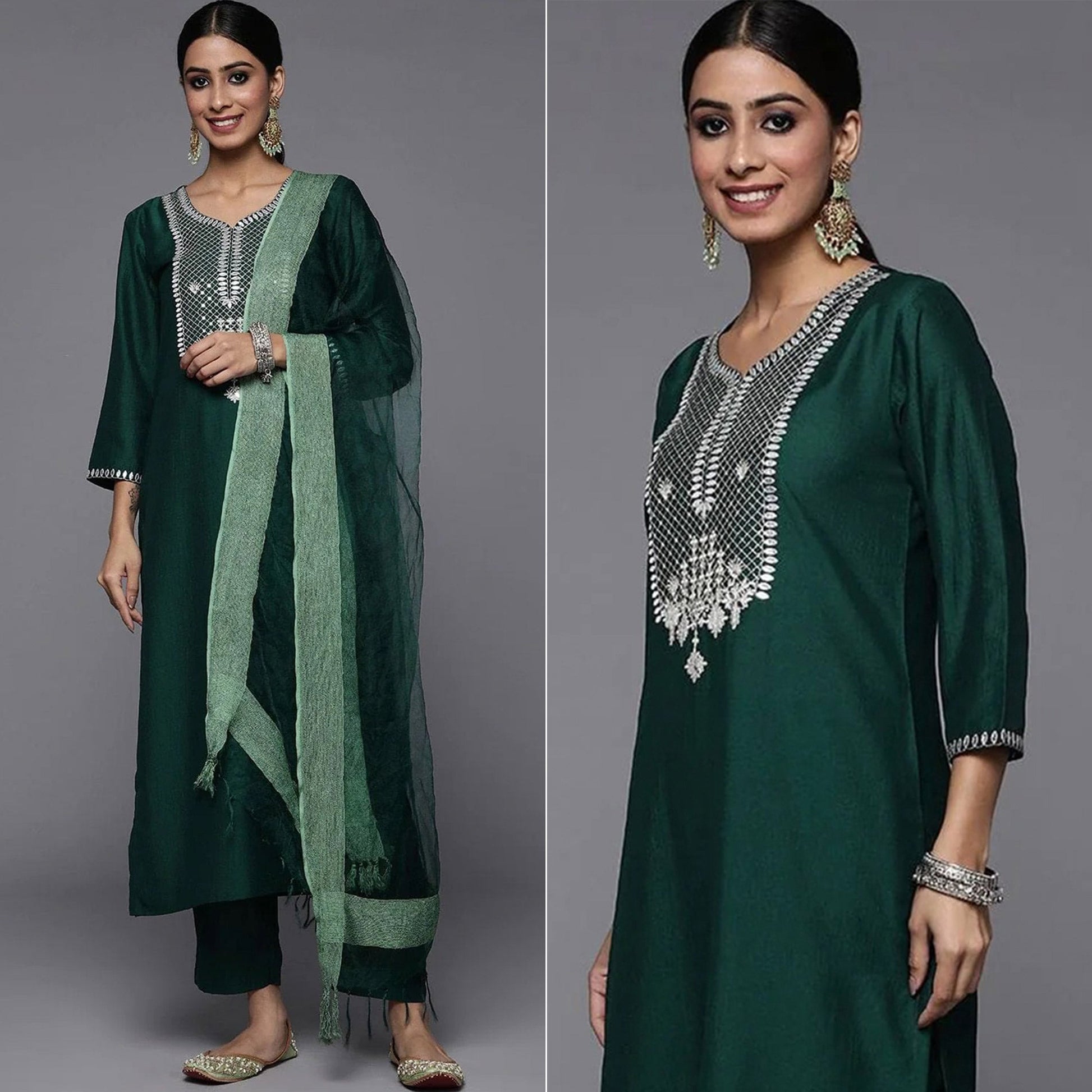 green-embroidered-rayon-kurti-set