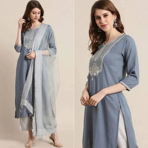 grey-embroidered-rayon-kurti-set-1