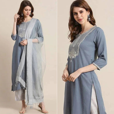 grey-embroidered-rayon-kurti-set-1