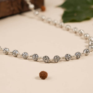 OM NAMAH SHIVAY SILVER BEADS MALA