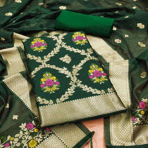green-floral-woven-chanderi-dress-material-1