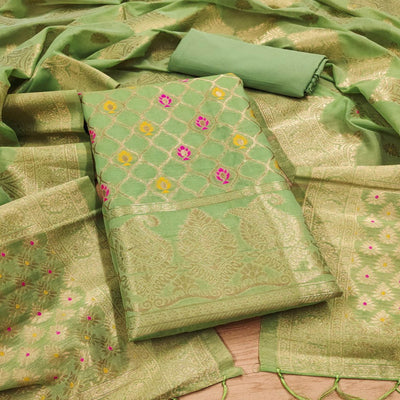 green-woven-chanderi-dress-material-3