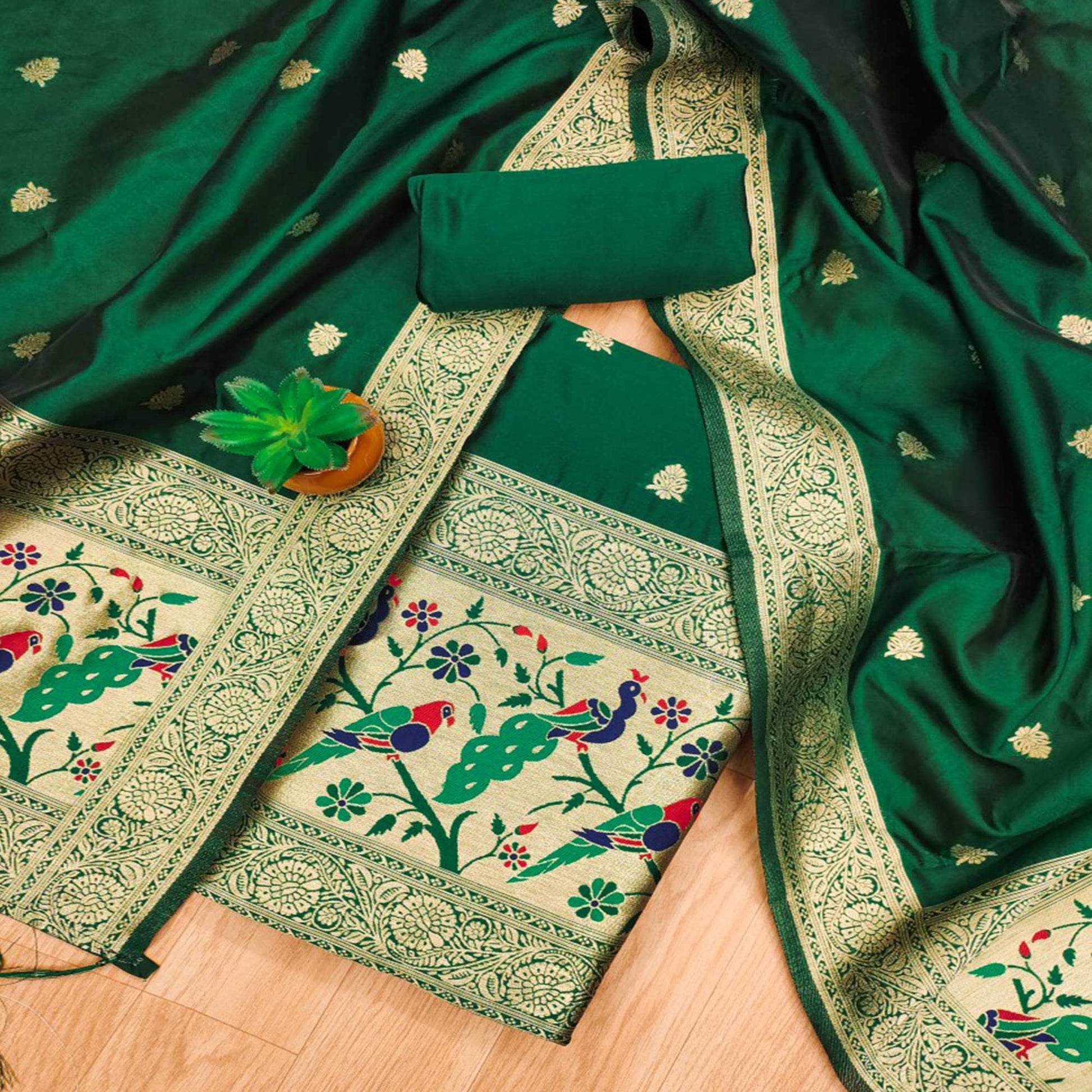 green-floral-zari-woven-banarasi-silk-dress-material-11