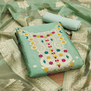 green-floral-woven-organza-dress-material-4