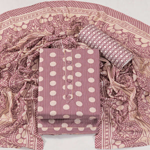 Mauve Printed With Gota Patti Work Pure Cotton Dress Material