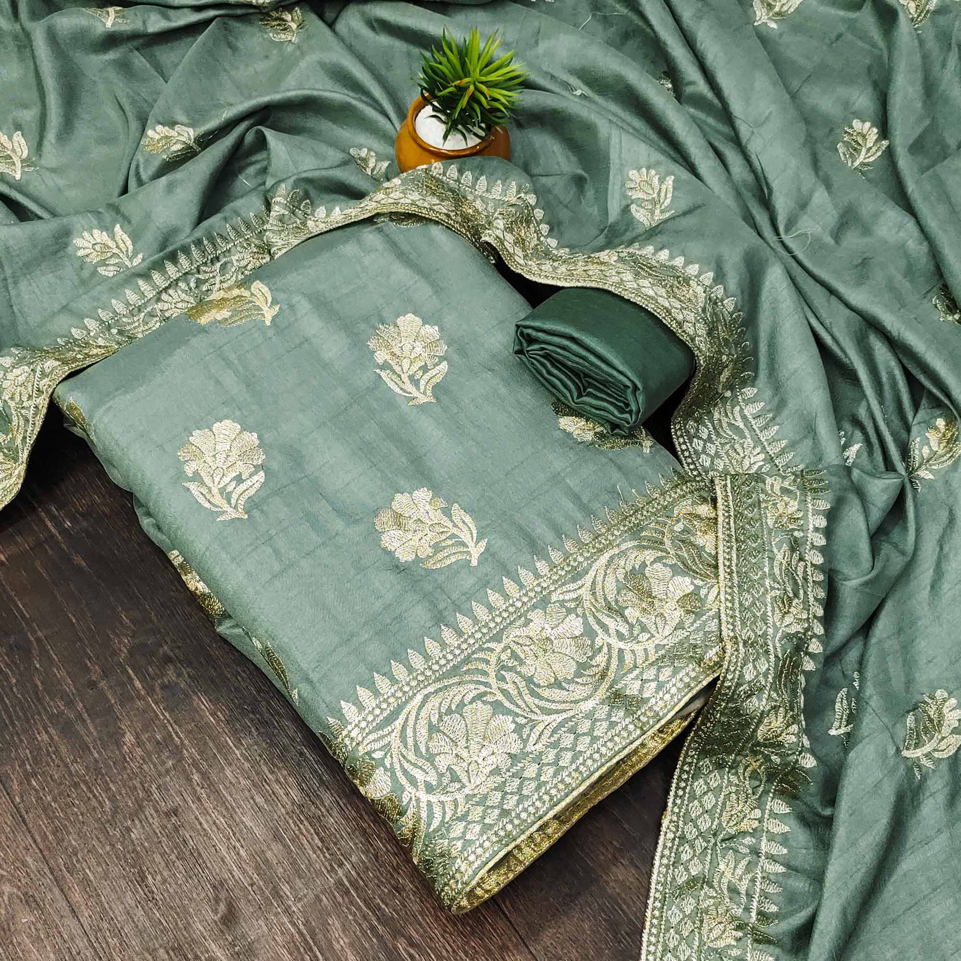 green-floral-embroidered-vichitra-silk-dress-material-5
