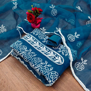 Morpich Floral Embroidered Organza Dress Material