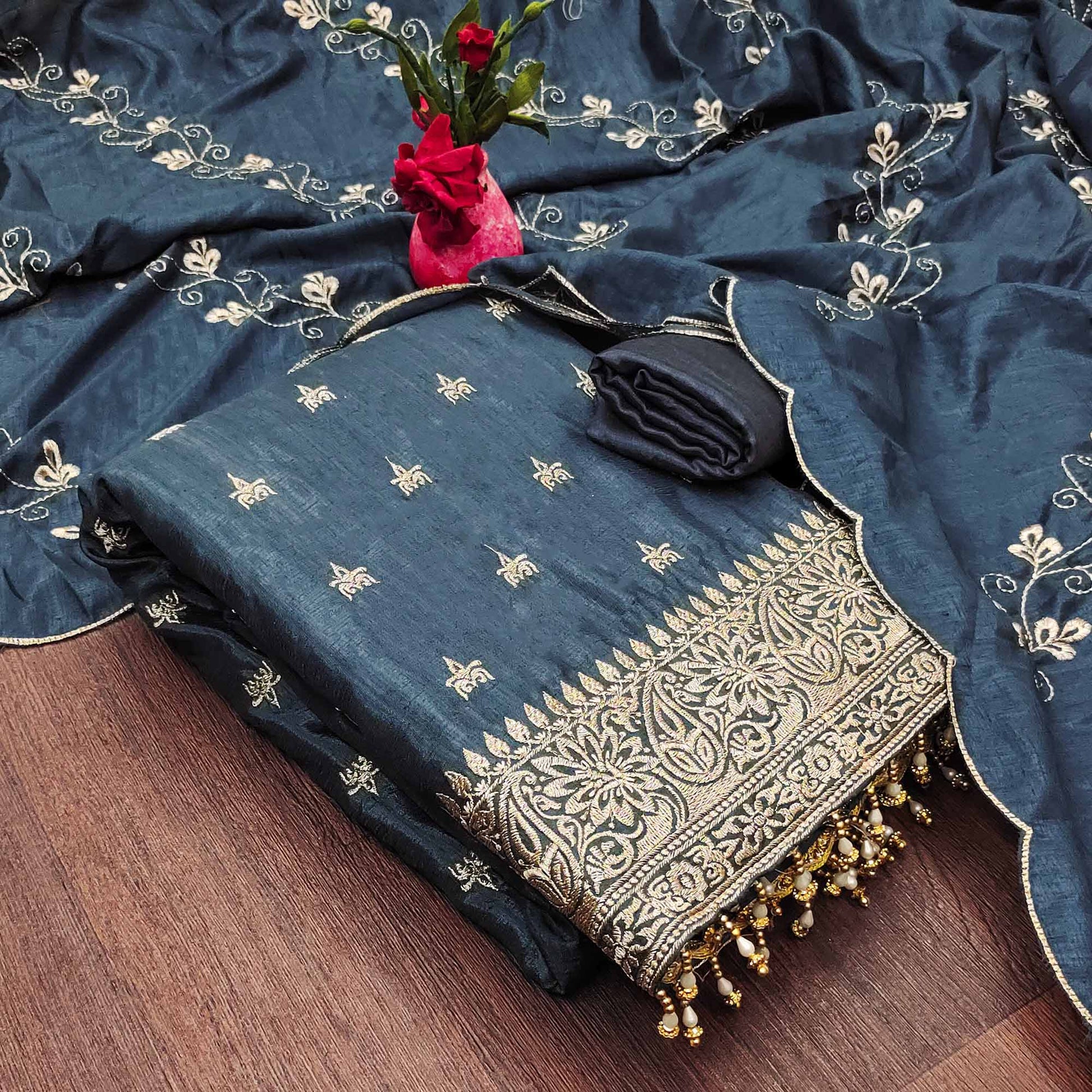 grey-embroidered-vichitra-silk-dress-material