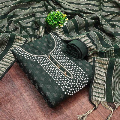 green-woven-with-handwork-cotton-blend-dress-material-1