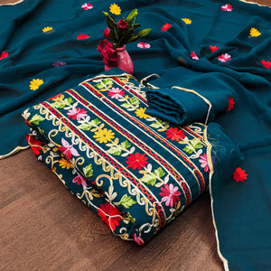 Morpich Floral Embroidered Georgette Dress Material