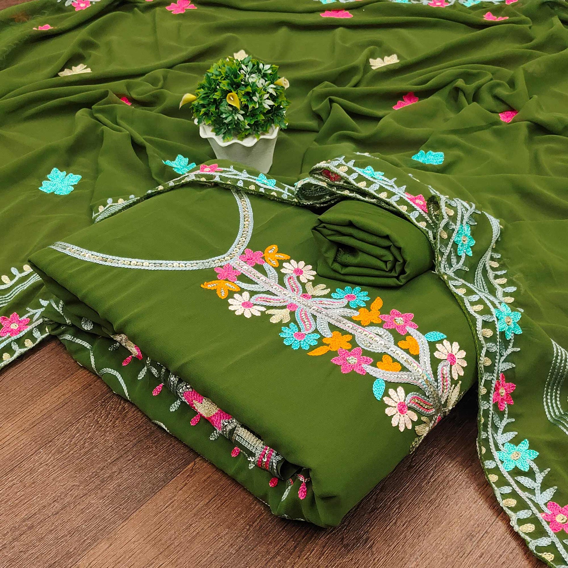 green-floral-sequins-embroidered-georgette-dress-material-3