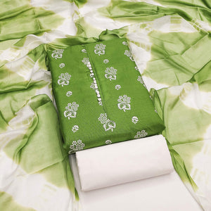 green-foil-floral-printed-cotton-blend-dress-material