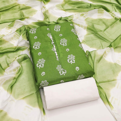 green-foil-floral-printed-cotton-blend-dress-material