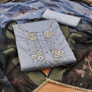 grey-floral-handwork-cotton-silk-dress-material