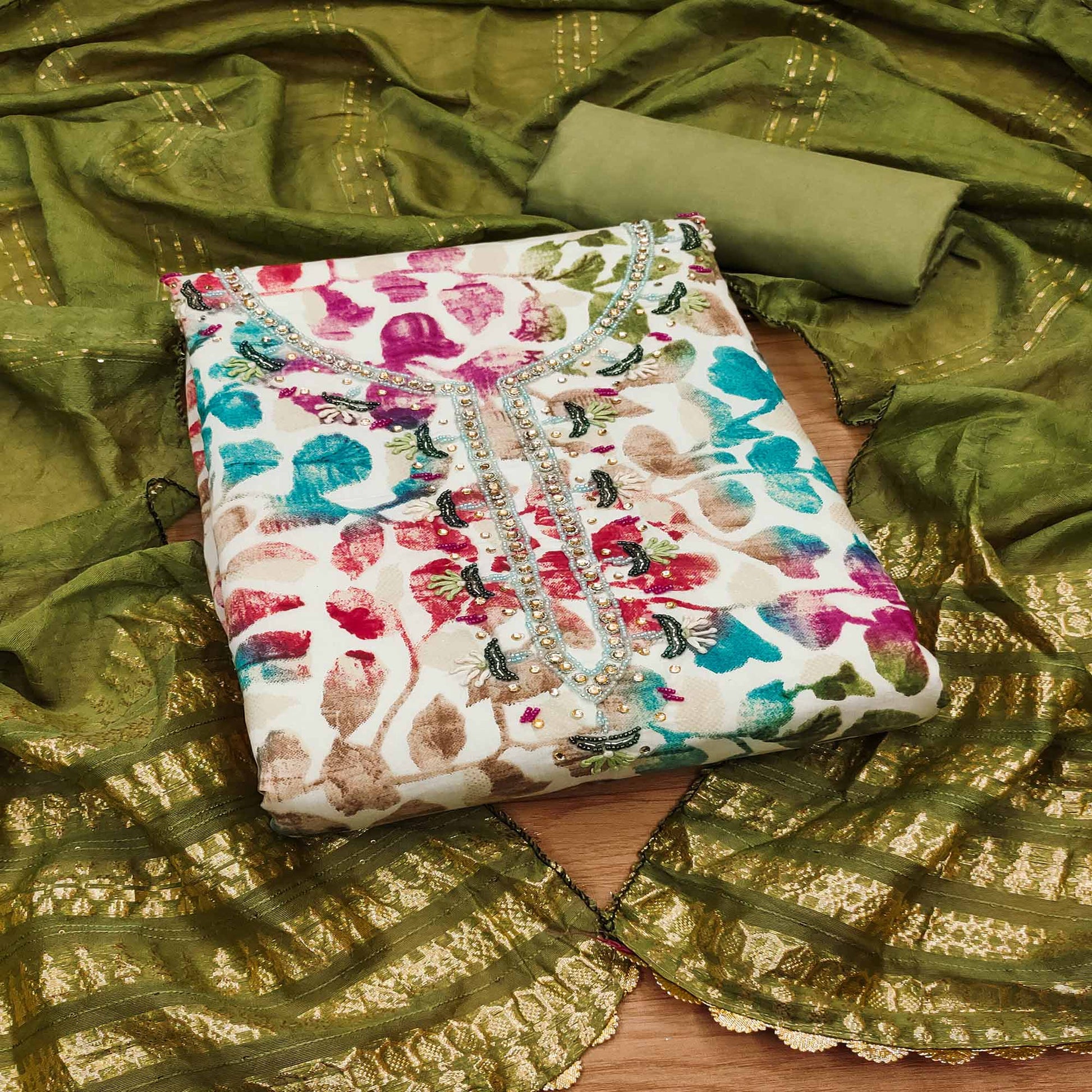 green-floral-foil-printed-with-handwork-modal-cotton-silk-dress-material