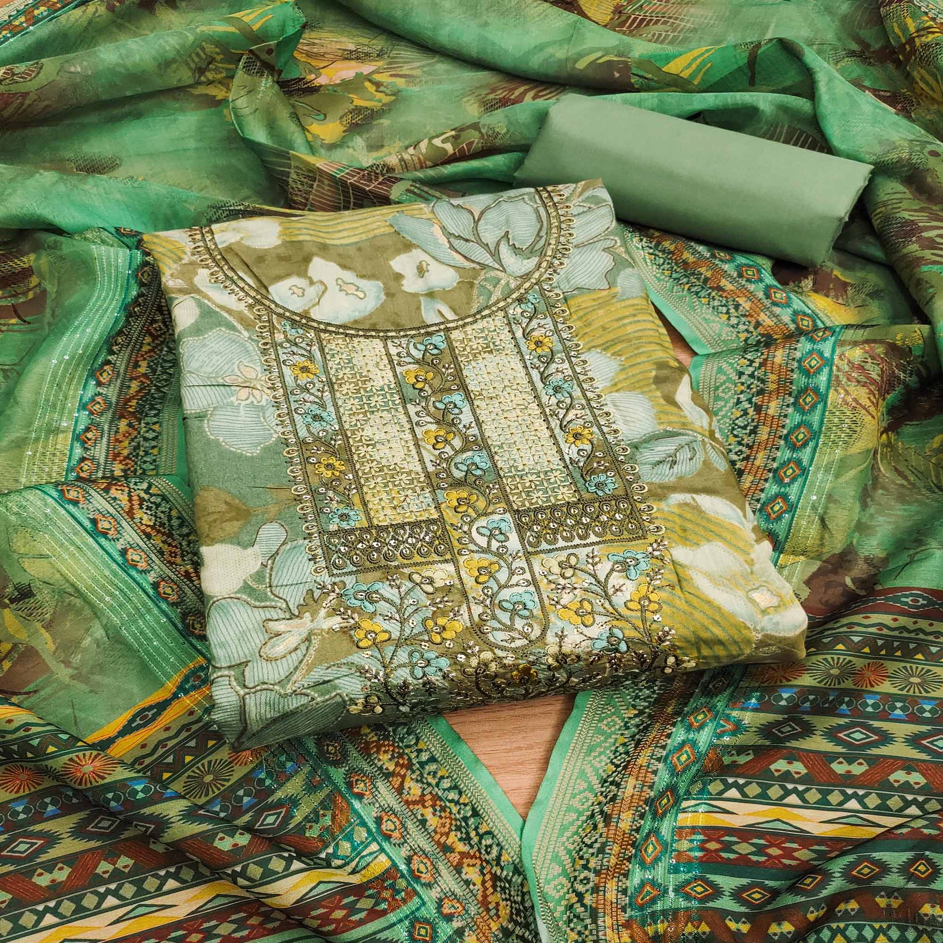 green-floral-foil-printed-with-embroidery-modal-cotton-silk-dress-material