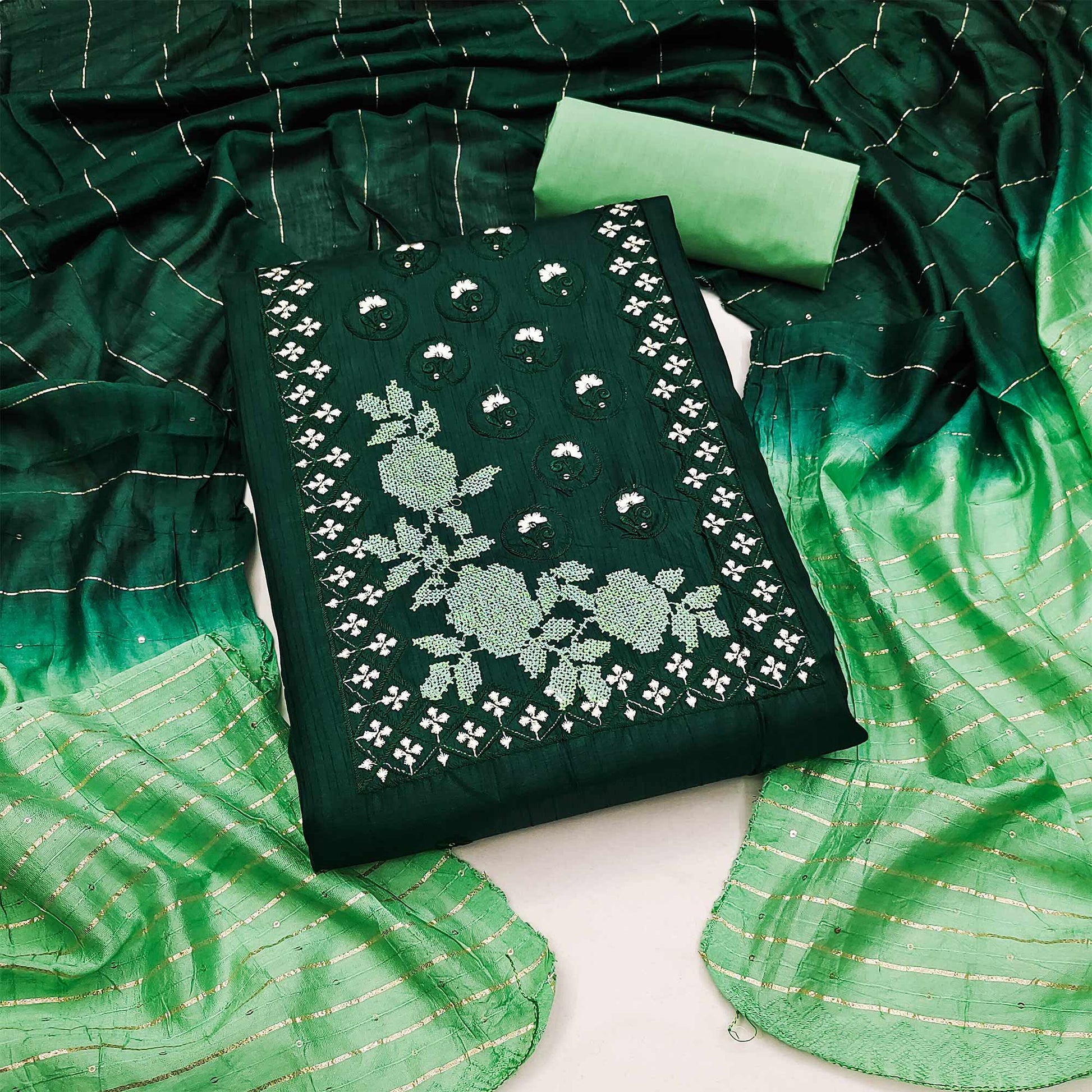 green-embroidered-art-silk-dress-material-3
