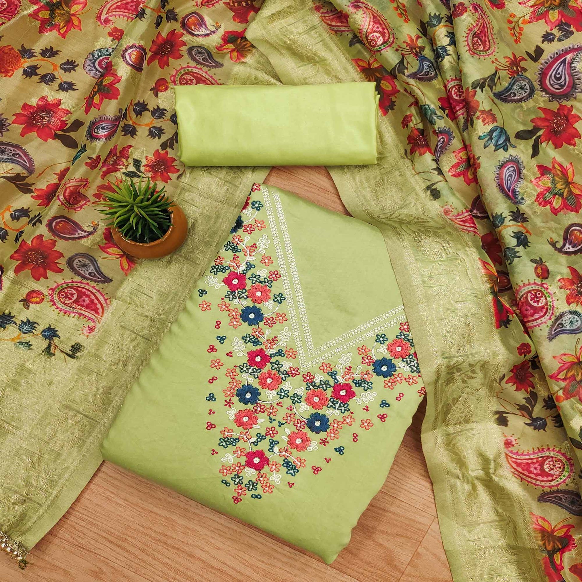 green-floral-embroidered-roman-cottom-silk-dress-material