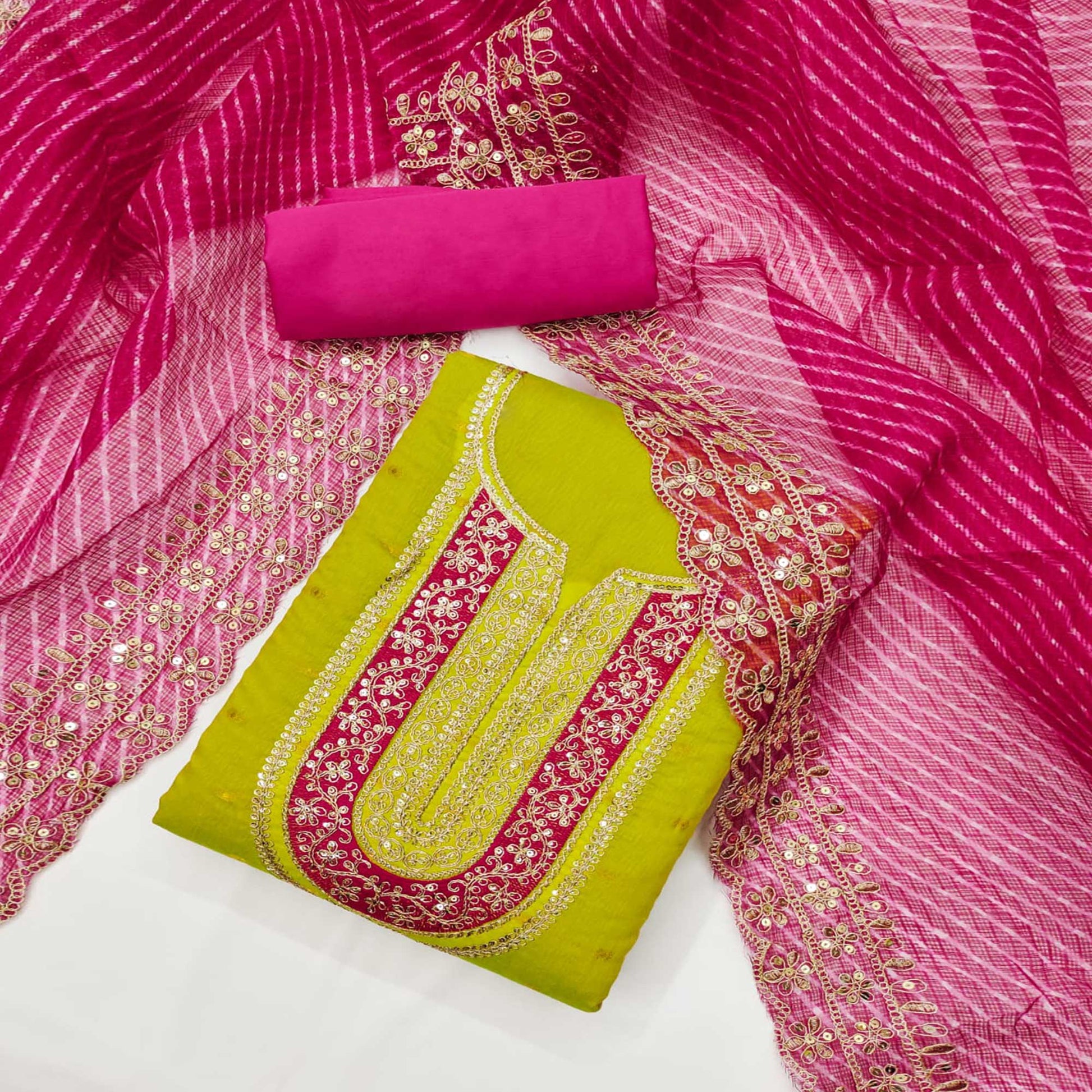 green-woven-with-sequins-embroidery-chanderi-dress-material