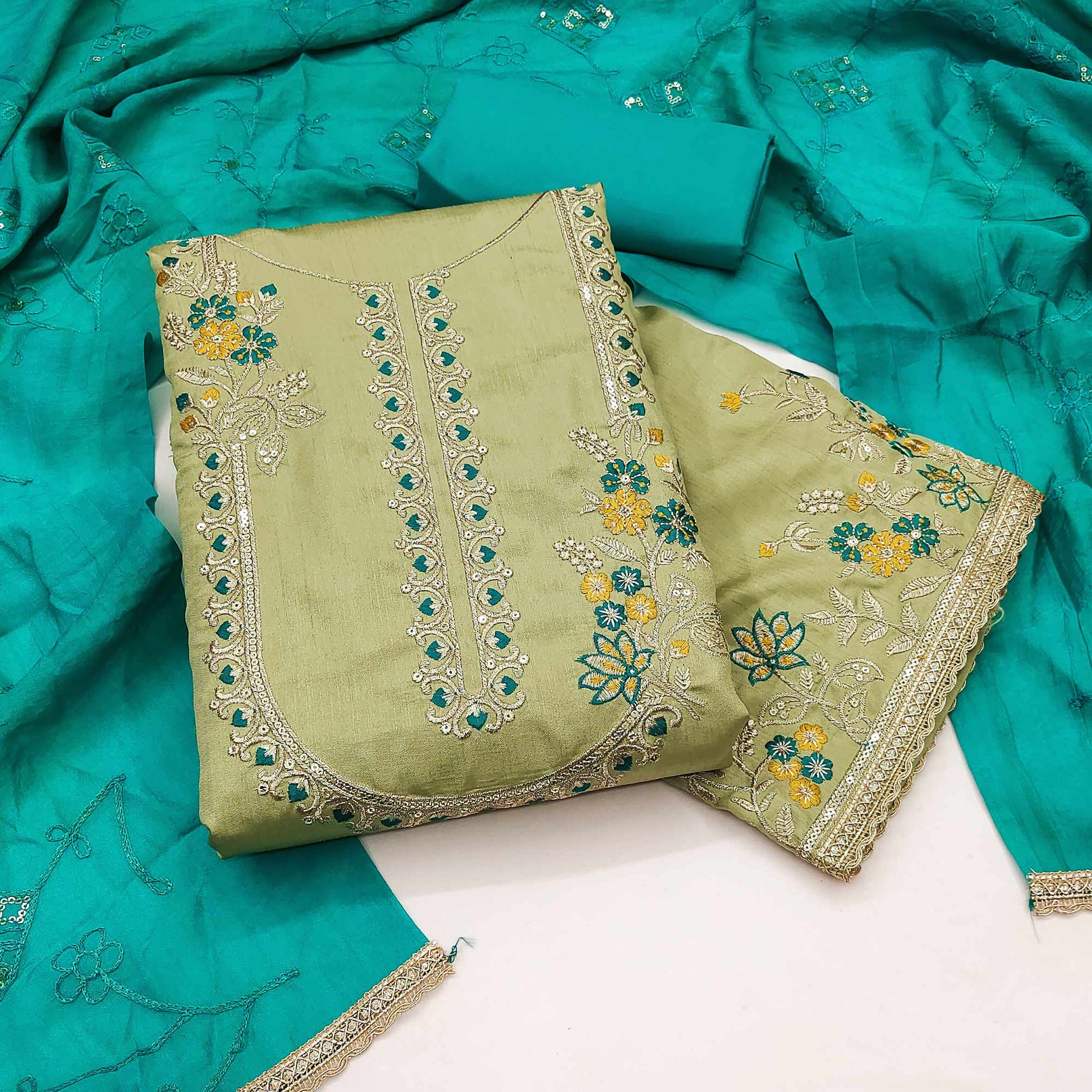 green-floral-sequins-embroidered-art-silk-dress-material-25