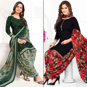 green-black-printed-crepe-leon-patiala-dress-material-pack-of-2