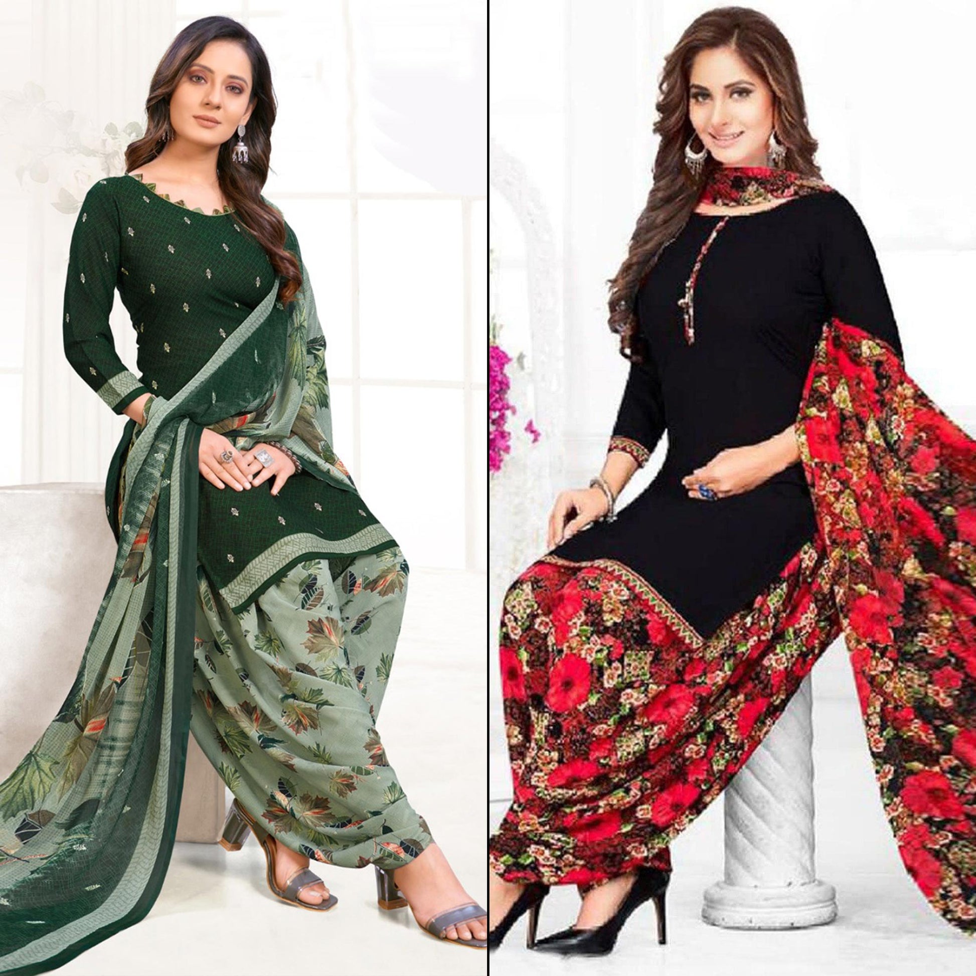 green-black-printed-crepe-leon-patiala-dress-material-pack-of-2