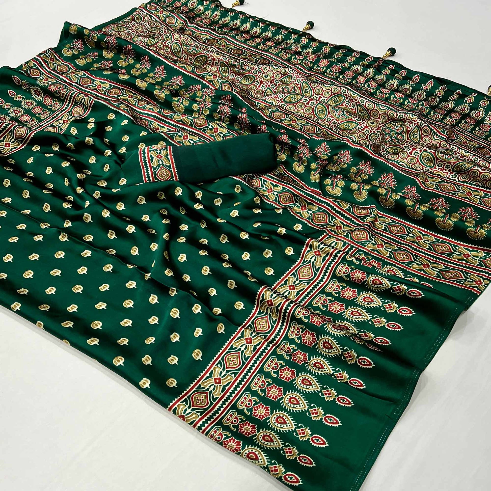 green-ajrakh-printed-satin-saree-1