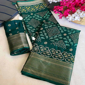 green-ikkat-printed-cotton-silk-saree