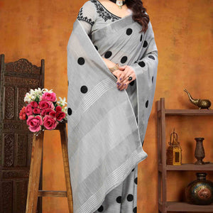 grey-embroidered-linen-cotton-saree-with-zari-border