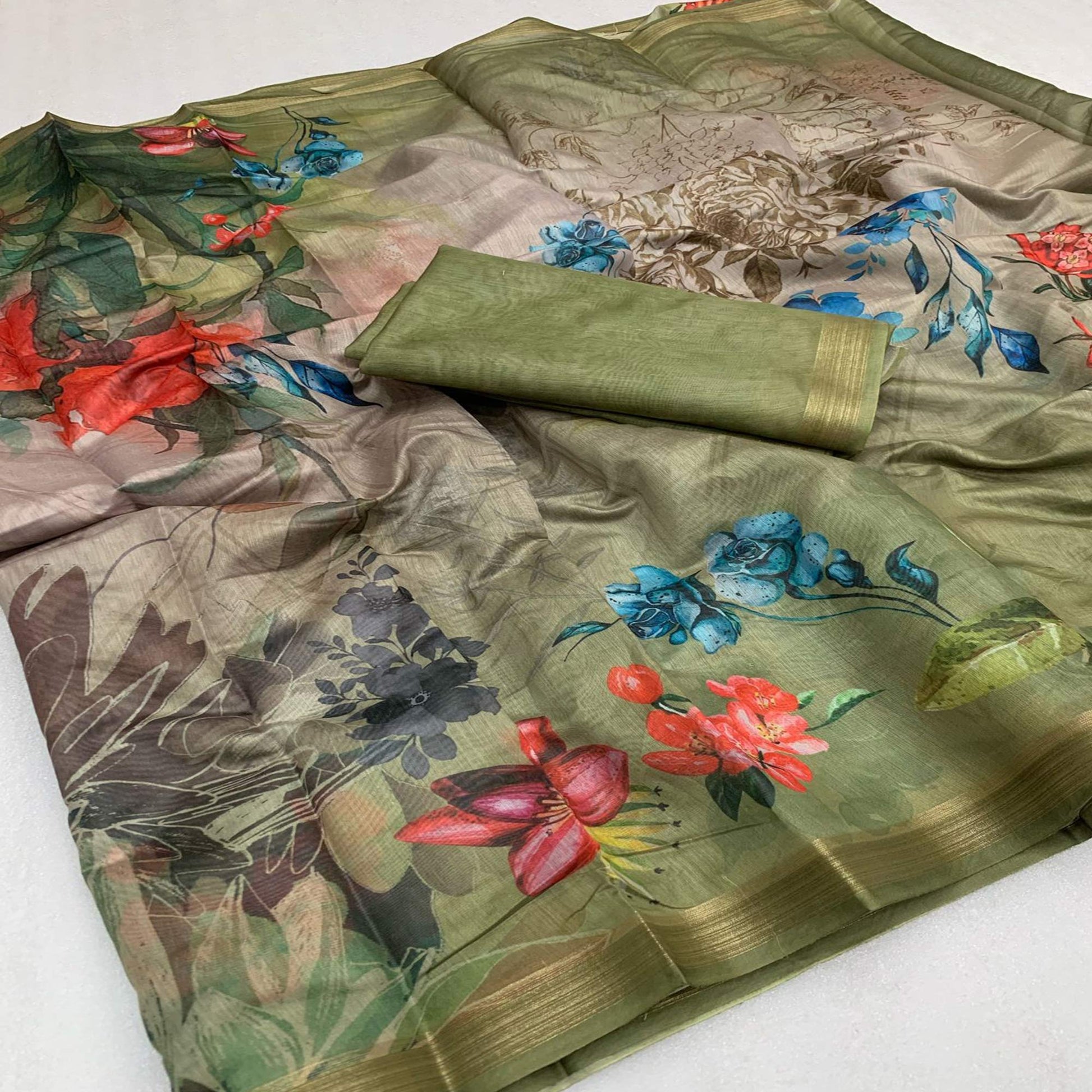 green-floral-digital-printed-chanderi-saree