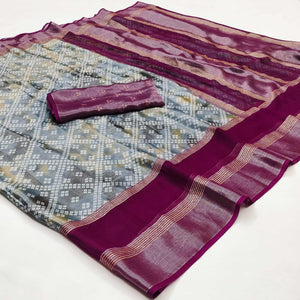 grey-bandhani-printed-chiffon-saree-with-zari-border