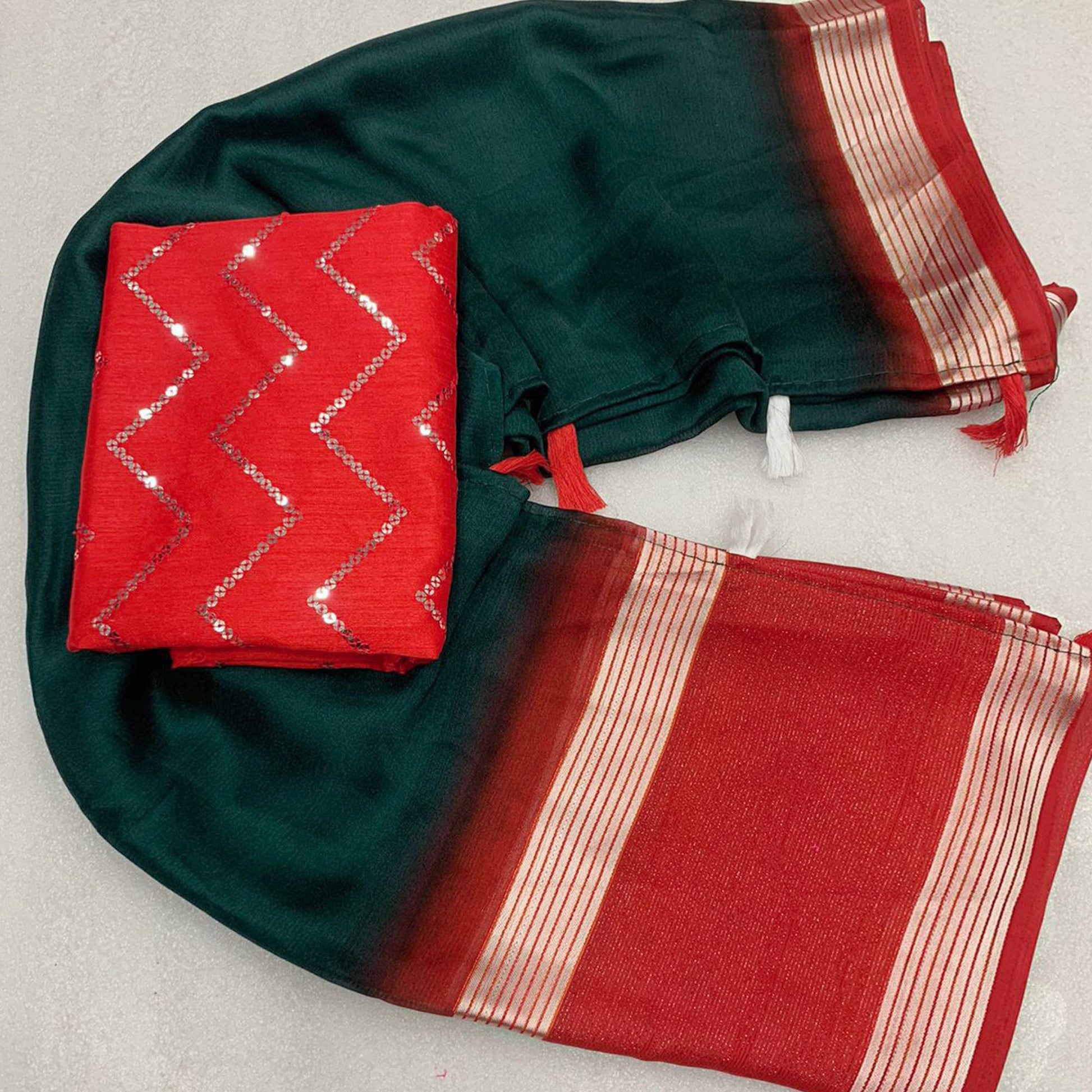 green-woven-chiffon-saree-with-tassels-4