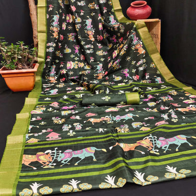 green-digital-printed-dola-silk-saree