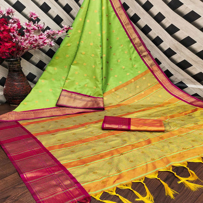 green-zari-woven-lichi-art-silk-saree-with-tassels