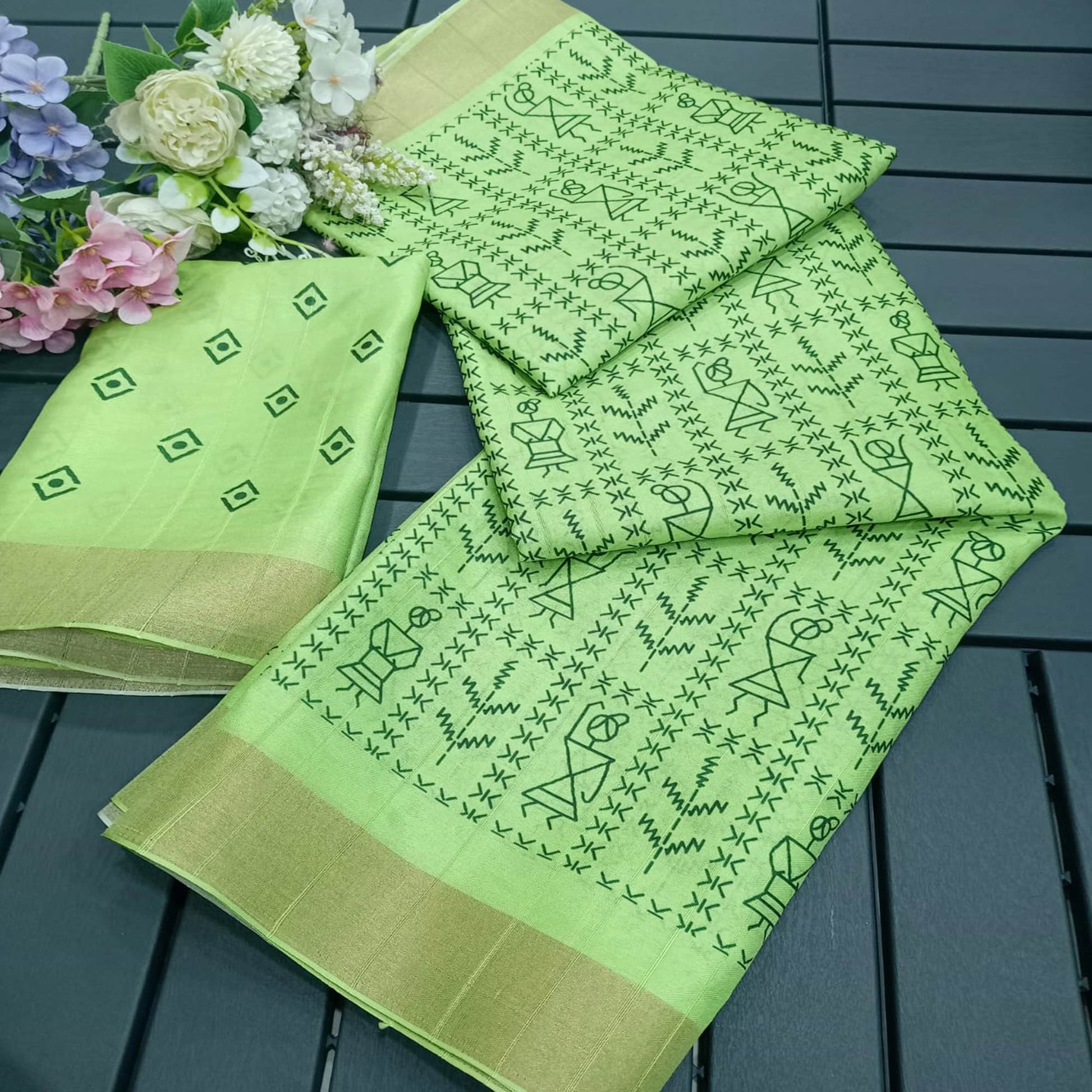 green-digital-printed-dola-silk-saree-with-jacquard-zari-board