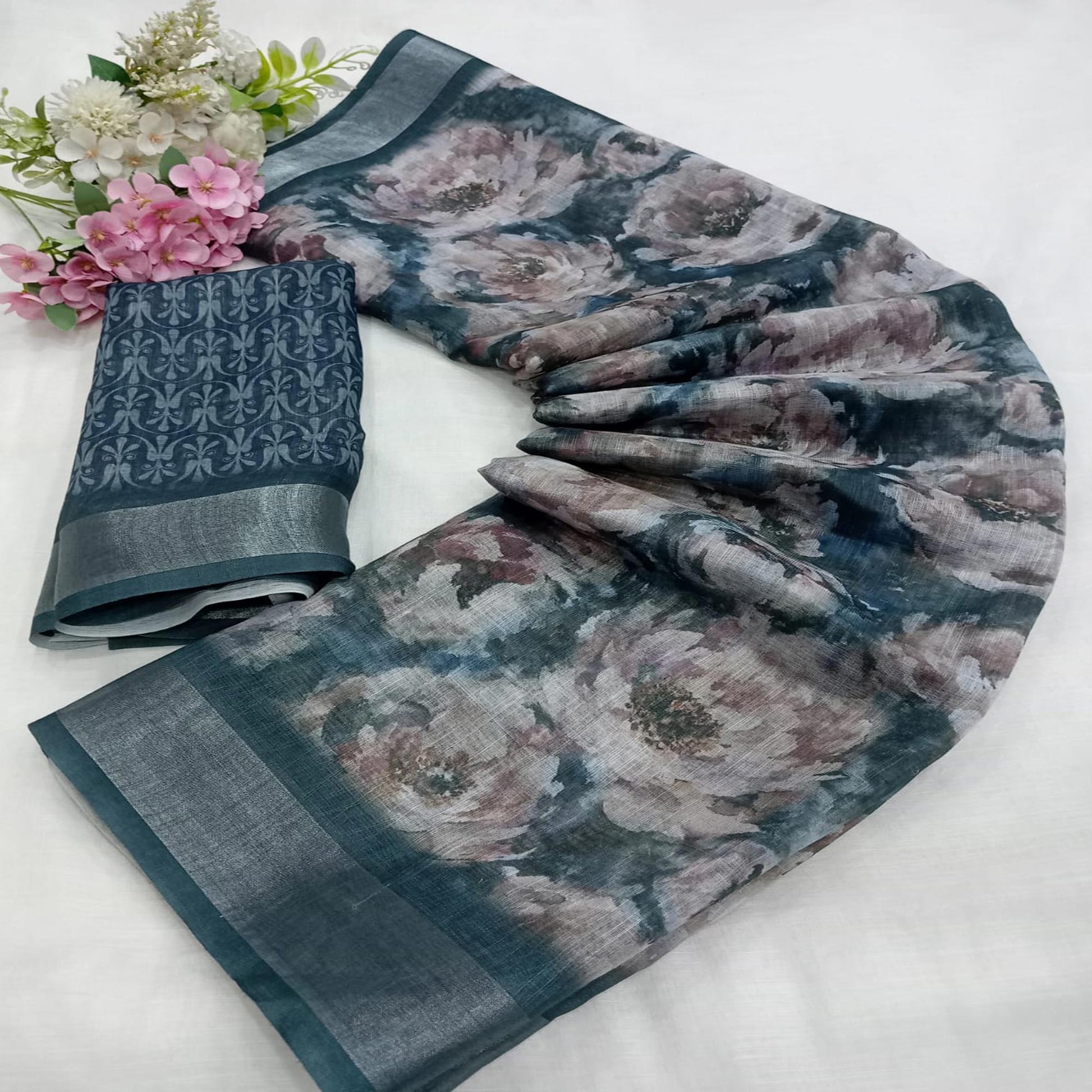 grey-floral-digital-printed-linen-saree-7