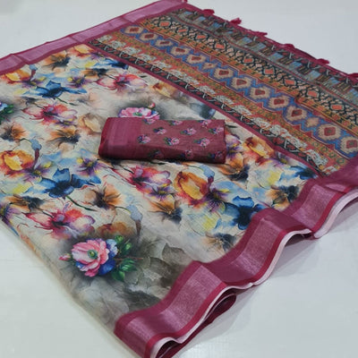 grey-floral-printed-linen-saree-2