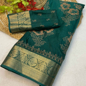 green-floral-printed-moss-art-silk-saree-with-woven-border
