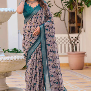 grey-floral-printed-linen-saree-3