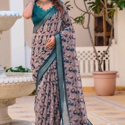 grey-floral-printed-linen-saree-3
