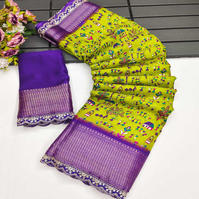 green-warli-printed-dola-silk-saree-with-zari-border-1