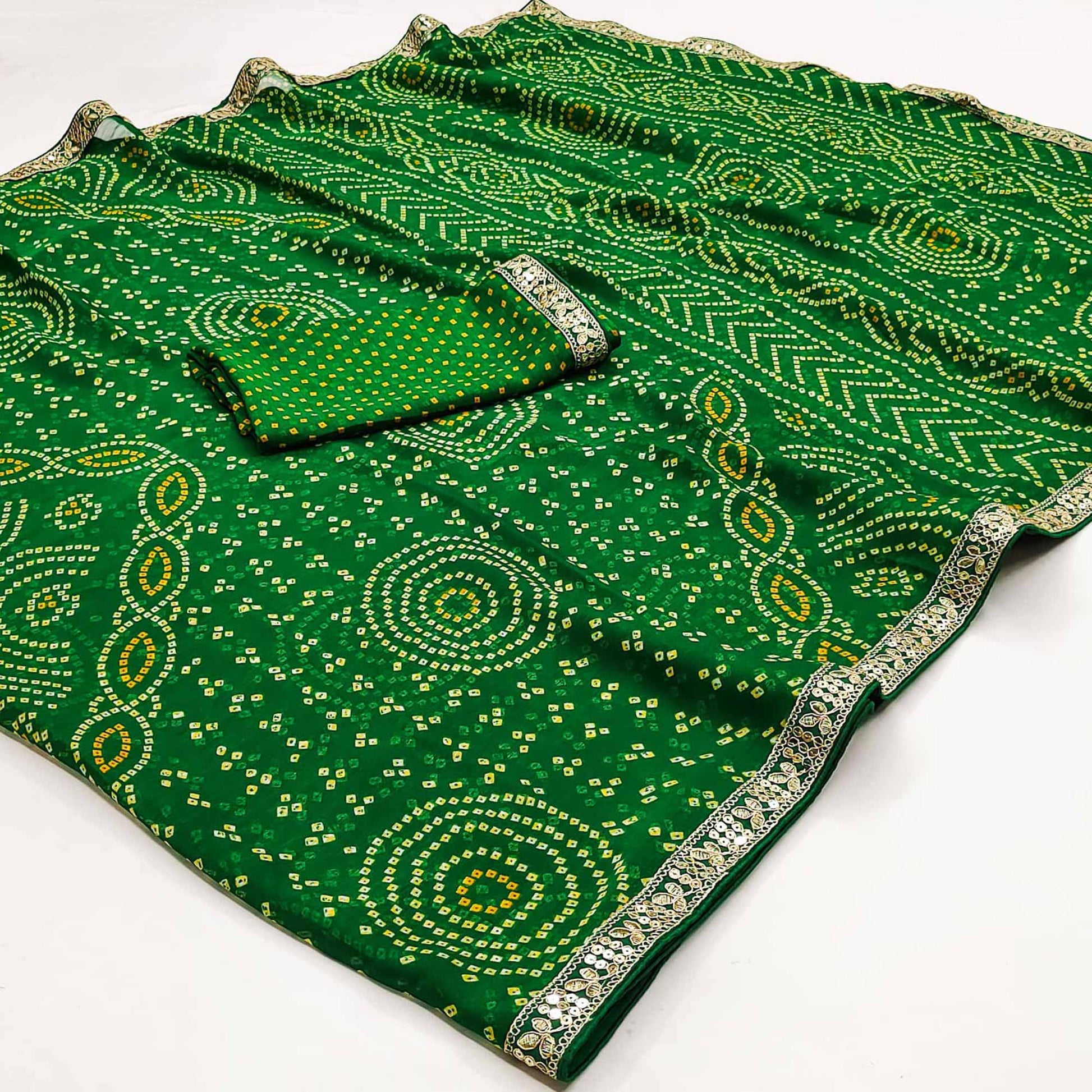 green-bandhani-printed-chiffon-saree-9
